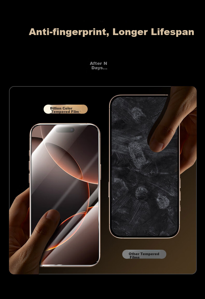 Защитное стекло ESR для iPhone 16 Pro, сертифицированное Corning, противоударное, антиотпечатки, HD Clear
