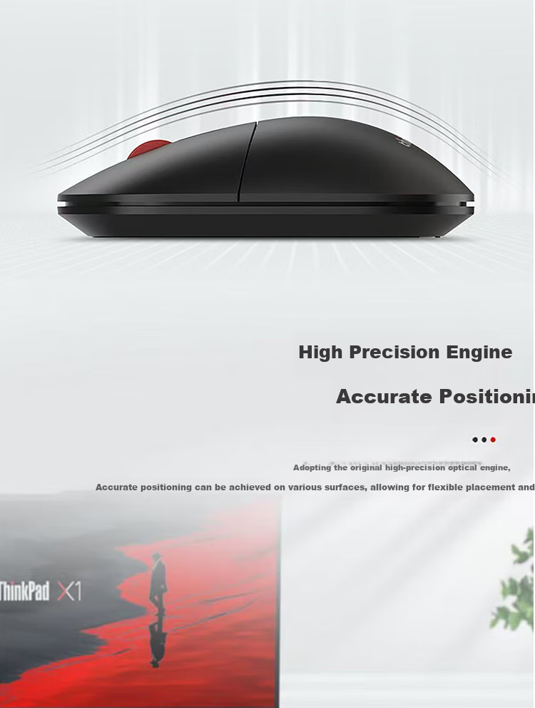 Беспроводная офисная мышь Lenovo Thinkplus M50, черная, 2.4 ГГц