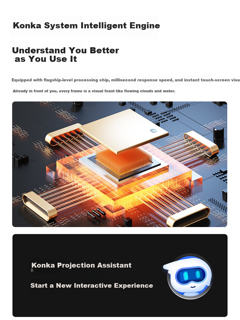 Проектор KONKA H4pro Cloud Version, портативный, умный, для домашнего кинотеатра