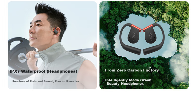 Беспроводные наушники Cleer ARC5 Sound Arc Open-Ear AI Smart Bluetooth, водонепроницаемые, защита от пота, цвет кремовый абрикос