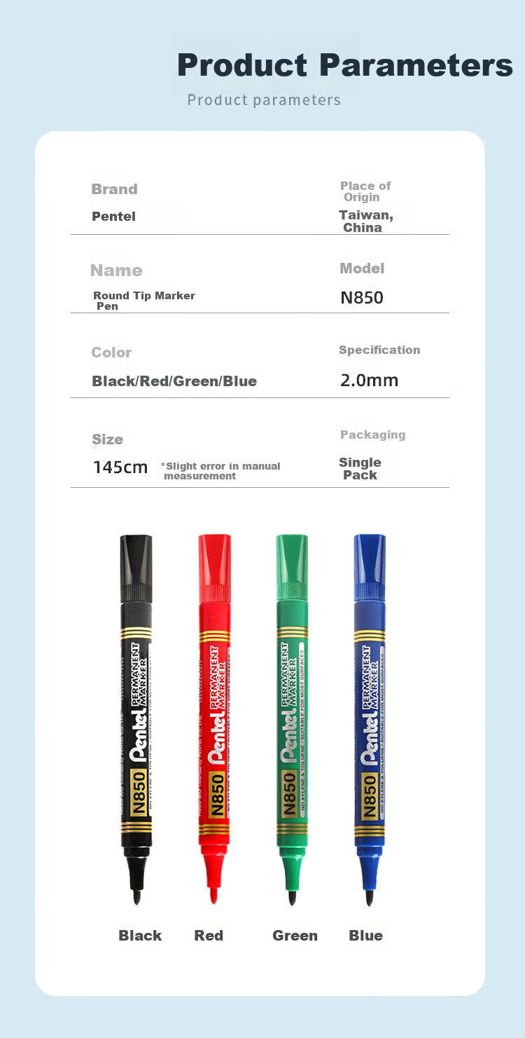 Маркер Pentel N850, на масляной основе, круглый наконечник, синий