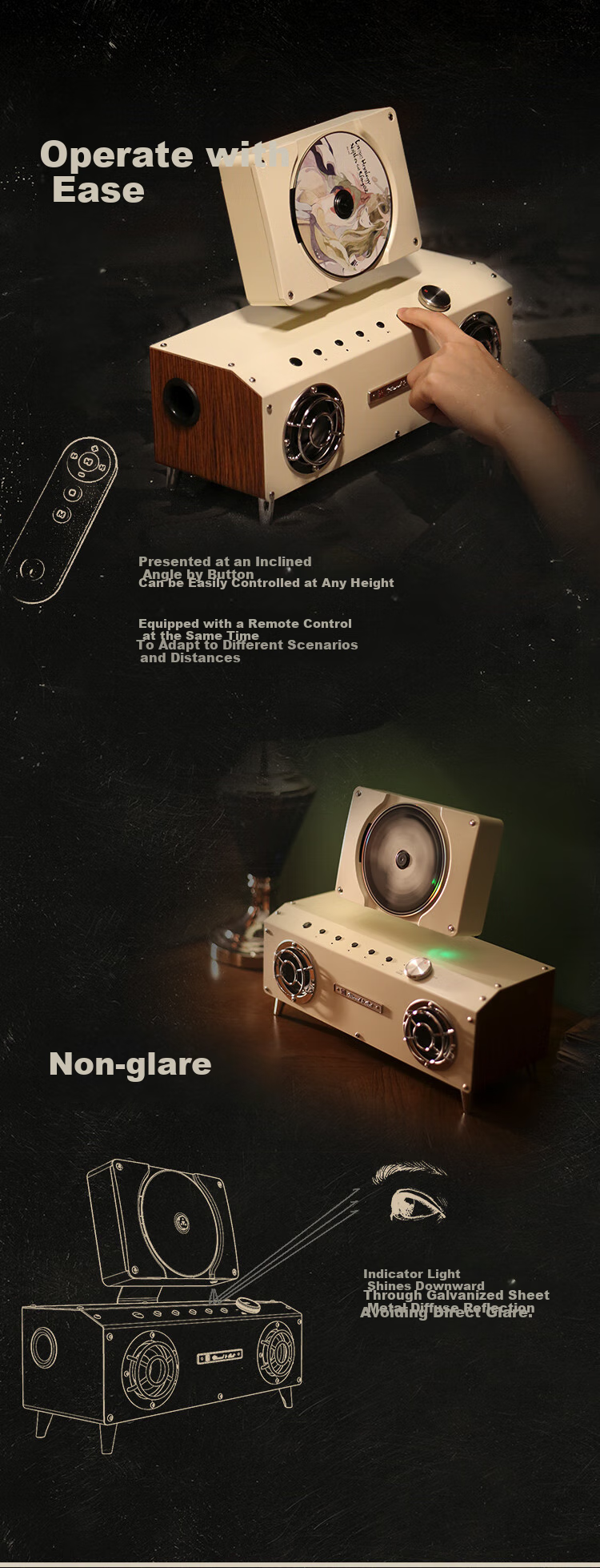 Портативная акустика Wu Brand, 2.1 канальная Bluetooth-колонка, CD-плеер, цвет "Diamond Rust Beige", креативный подарок