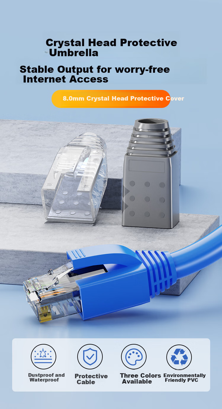 CHOSEAL QZ4129GZ10 Защитный колпачок для сетевого кабеля CAT6A/7, внутренний диаметр 8 мм, RJ45, 10 шт., серый