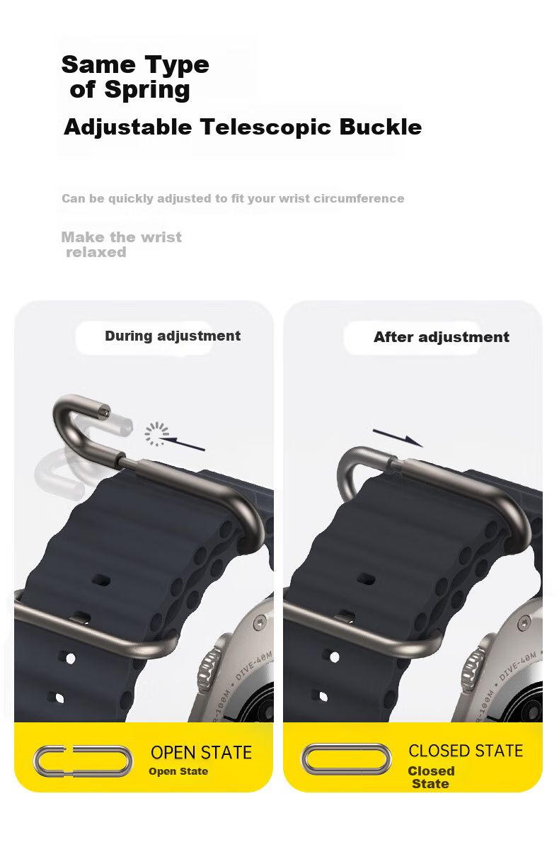 Ремешок W&P Ocean Silicone для Apple Watch Ultra 3/2/1/SE, черный, размер 45 мм