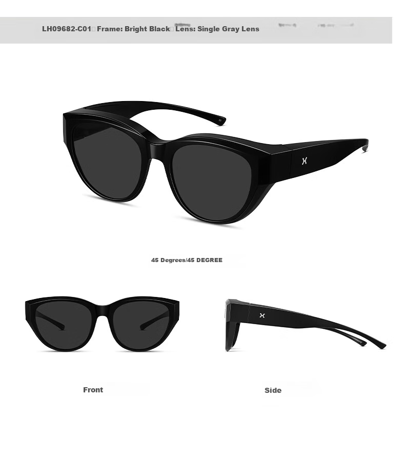 Солнцезащитные очки LOHO Cat Eye, поляризованные, с защитой от УФ, для мужчин и женщин, унисекс, TR-90, черный
