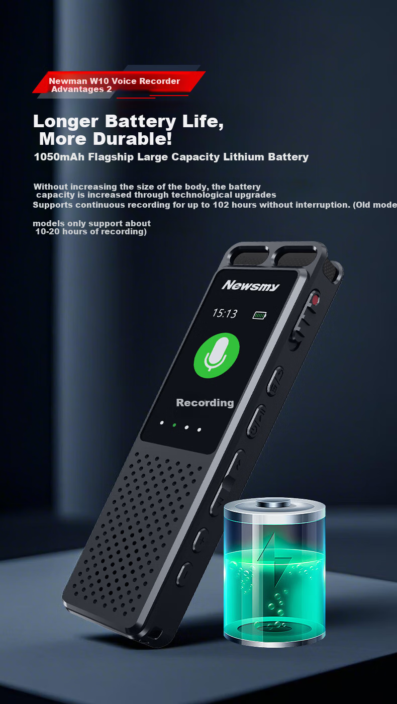 Диктофон Newsmy W10, 32GB, черный, запись звука, шумоподавление, активация по голосу