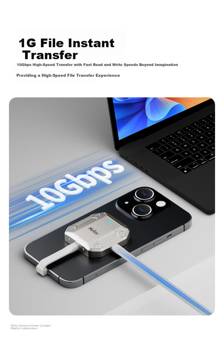 Внешний корпус Netac HD10M2Pt для M.2 NVMe SSD, USB 3.1, 10 Гбит/с, серебристый