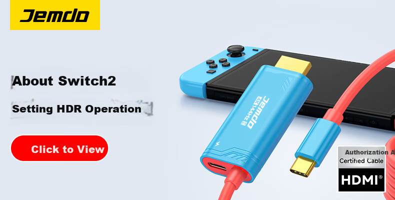 Кабель-адаптер Jemdo Type-C на HDMI, 4K@60Hz, PD 100W, для Nintendo Switch, iPad, ноутбука, 2м