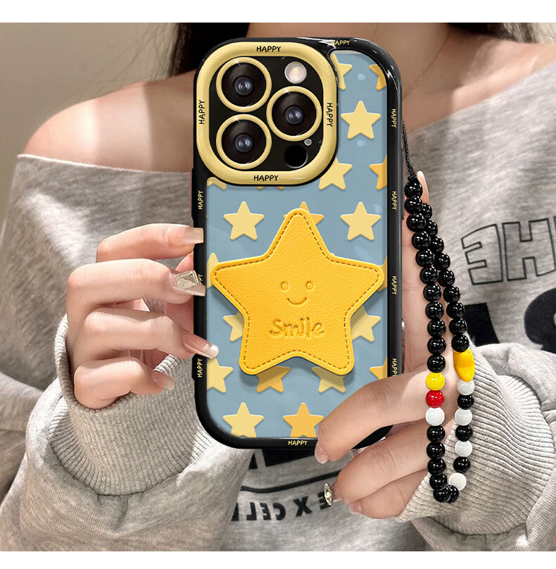 Чехол для iPhone 16 Pro ZiTai, с подставкой и ремешком, противоударный, силиконовый, "Звездная подставка"