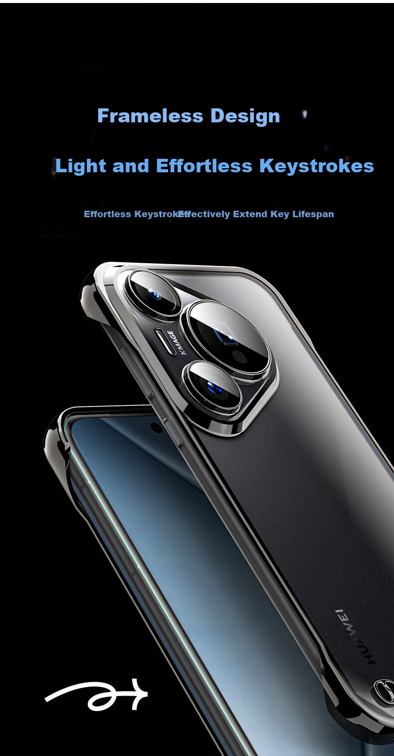 Чехол для телефона Hongzhuo для Huawei Pura 80 Pro/Pro+, черный, прозрачный