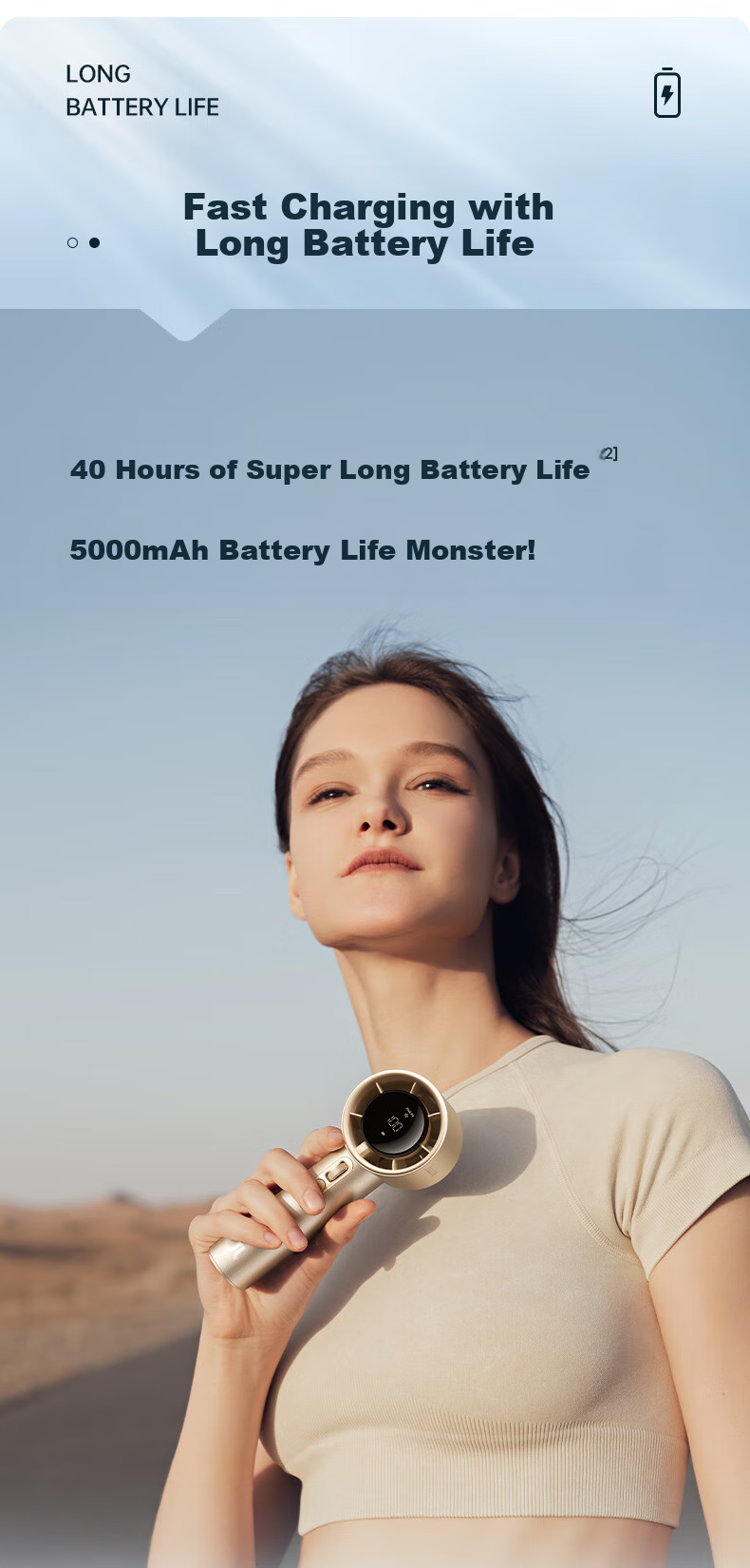 Портативный мини-вентилятор JISULIFE Pro1s, ручной, перезаряжаемый, с регулировкой скорости, коричневый