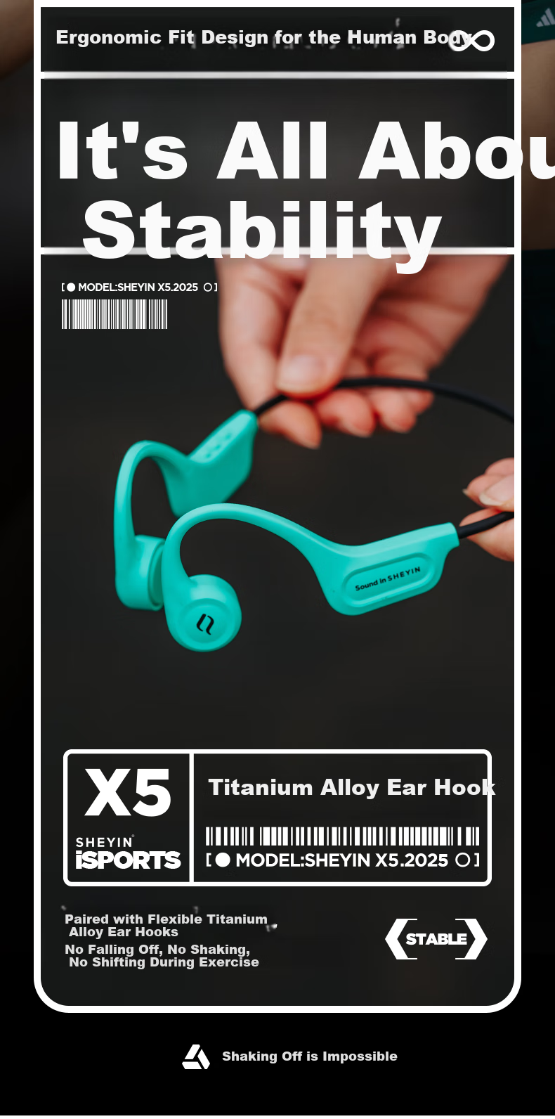 Наушники SHEYIN X5 True Bone Conduction Bluetooth, спортивные, водонепроницаемые IPX8, с микрофоном, 32 ГБ, белый и оранжевый