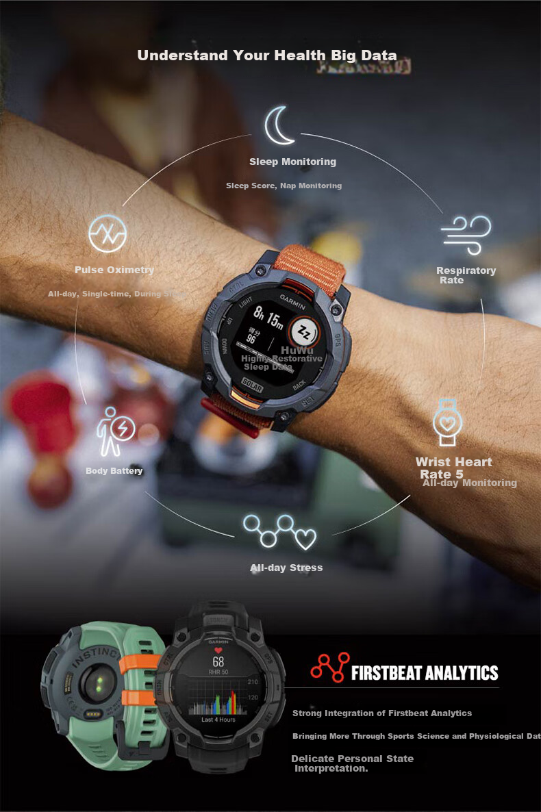 Умные часы GARMIN Instinct 3 Tactical Solar Edition, 50 мм, GPS, спортивные, для активного отдыха