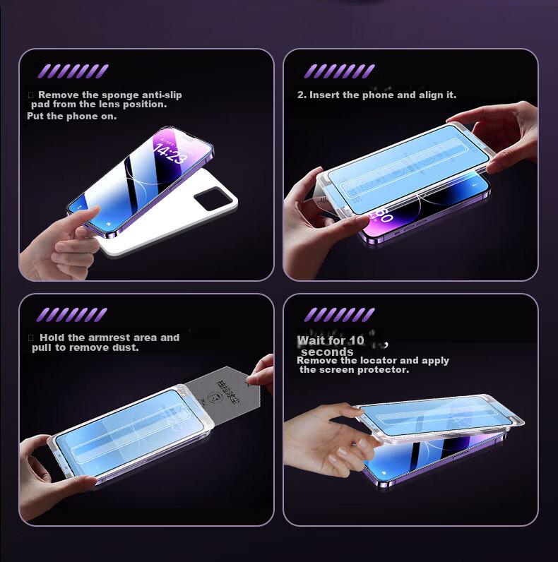 Защитное стекло для экрана KOOLIFE для iPhone 14 Pro, совместимо с iPhone 14/13/13 Pro, высокое разрешение, полное покрытие, ультратонкое, пылезащитное, 2 шт.