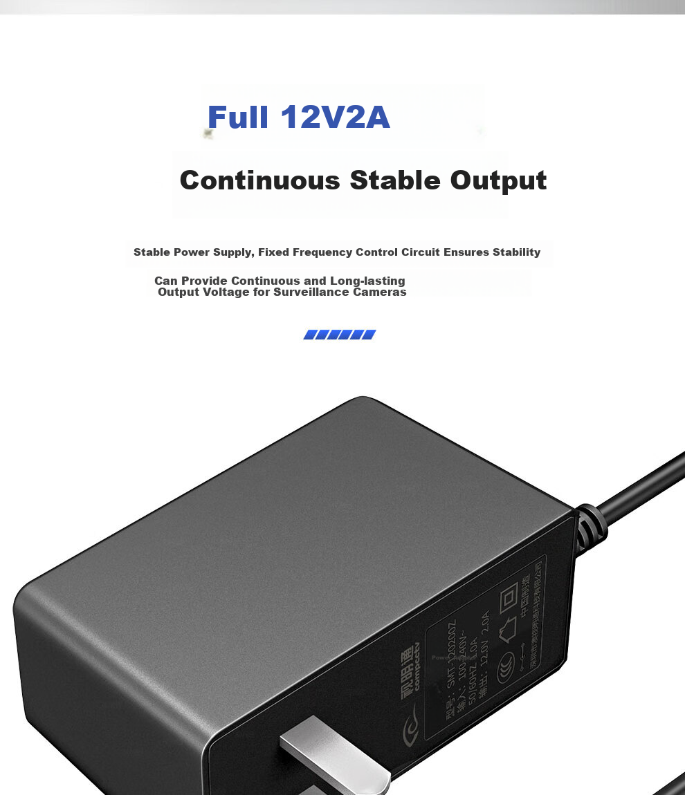 Адаптер питания COMPCCTV 12V2A для видеонаблюдения, универсальный, для монитора, жесткого диска, роутера, камеры, круглый разъем DC