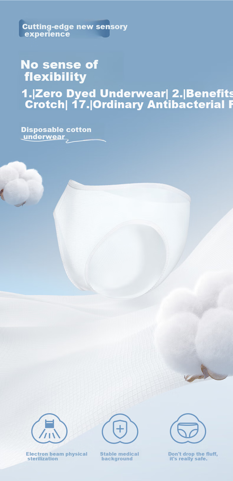 Одноразовые женские трусы PurCotton из хлопка для путешествий, беременности, послеродового периода, повседневного использования, без ворса, стерилизованные, размер M, 5 штук