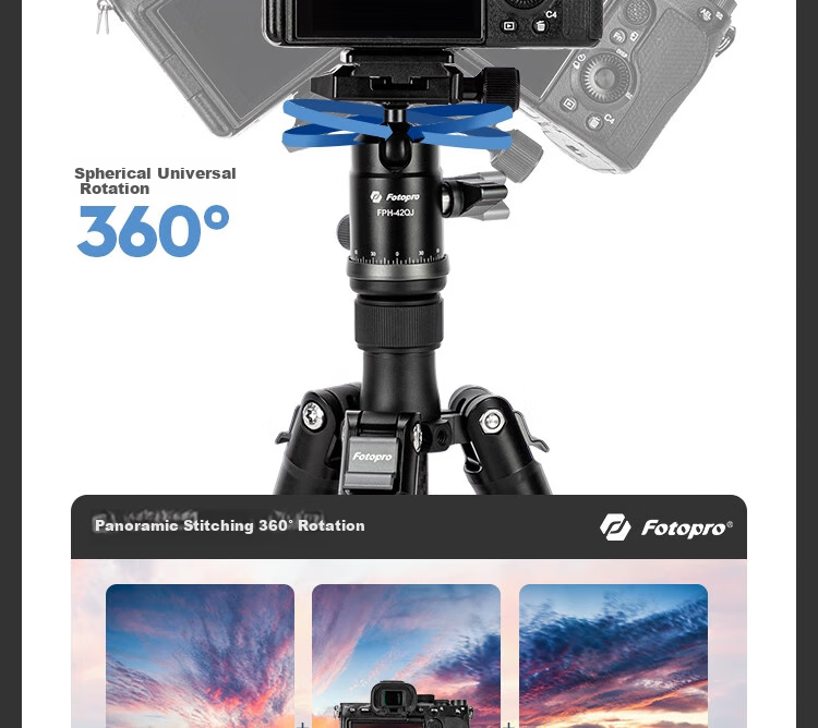 Штатив Fotopro Air Three Mini, портативный, из углеродного волокна, с зажимом для телефона