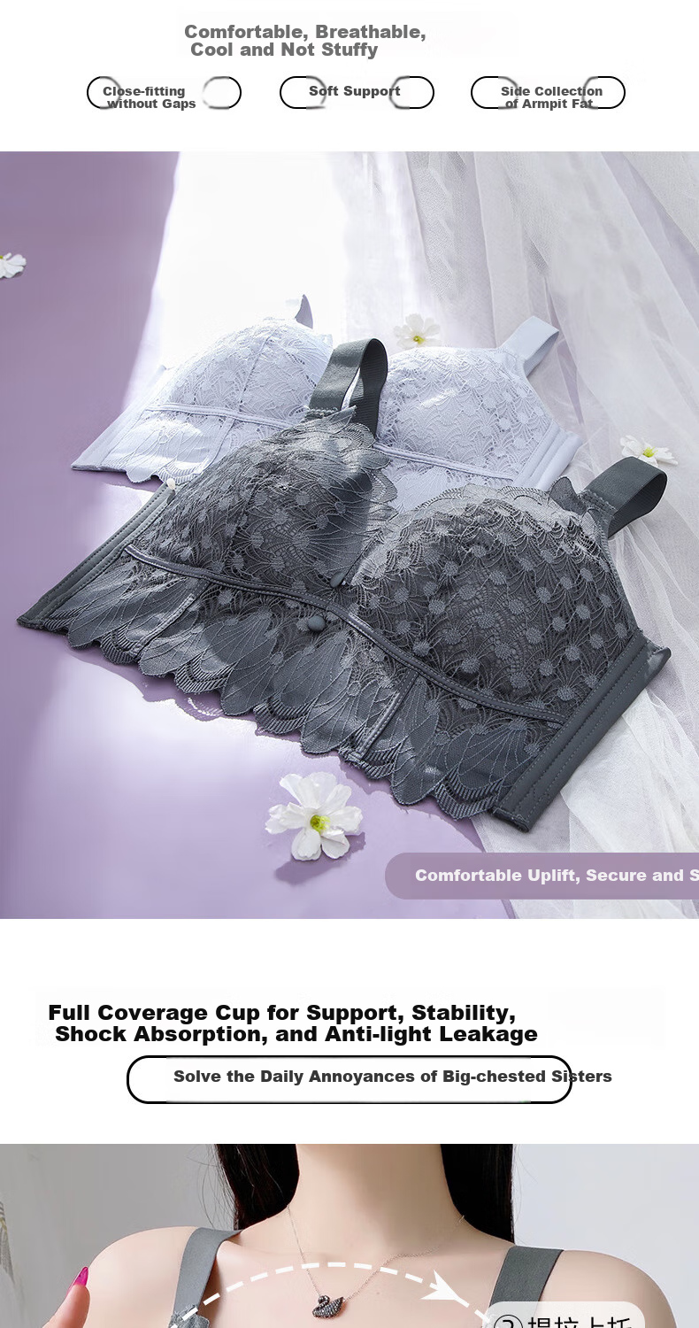 Бюстгальтер LangSha Plus Size, тонкий, push-up, антигравитационный, для женщин с большой грудью, минимизирующий, с боковой поддержкой, темно-зеленый, 100CD