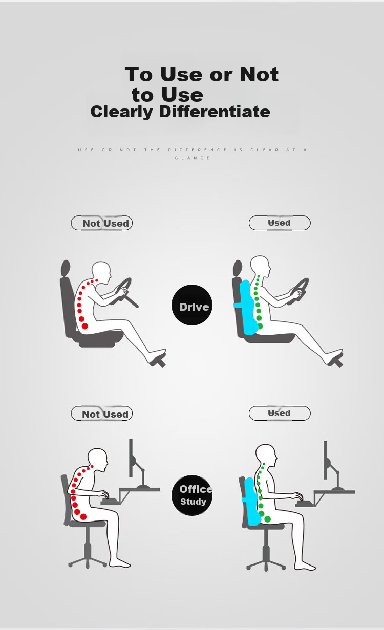 Подушка для спины AiSleep Lumbar Support Pillow, ортопедическая, для офиса и автомобиля, поддержка поясницы, комфорт при длительном сидении