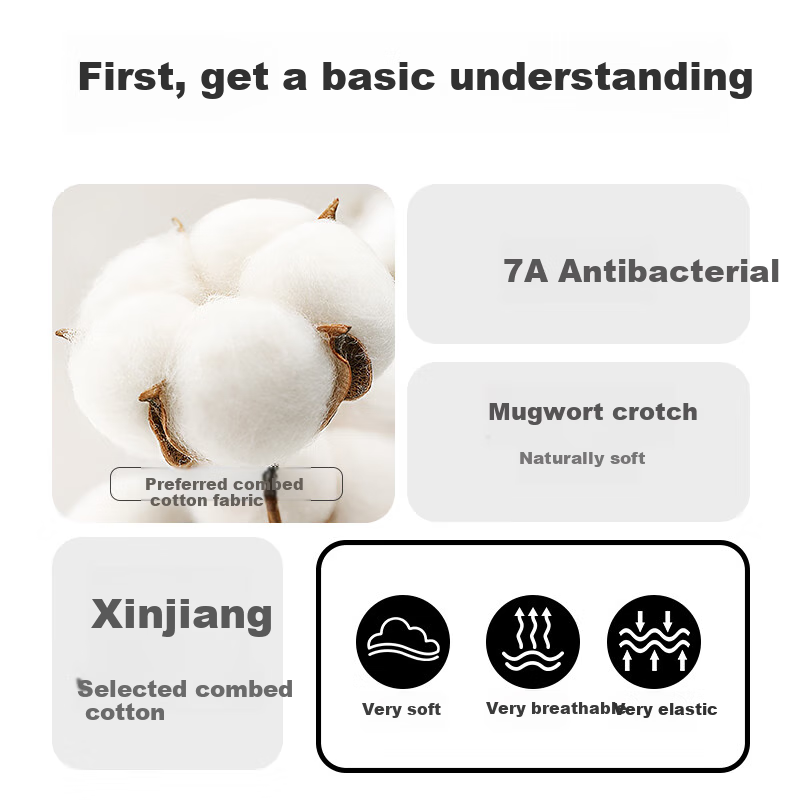 Боксеры Jingshumian из чистого хлопка Xinjiang Cotton, антибактериальные, 3 пары, размер 4XL