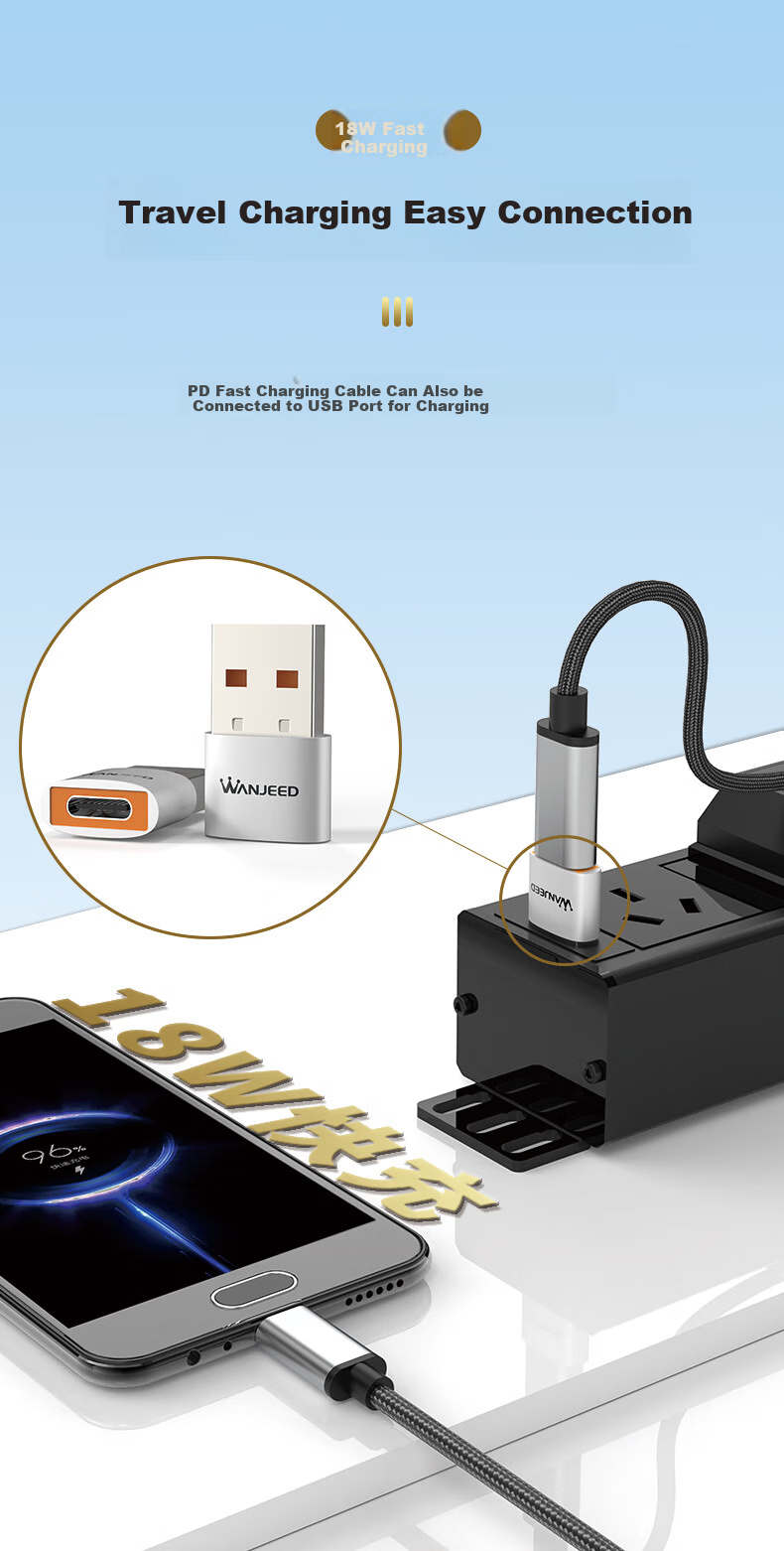 Адаптер WANJEED USB 3.2 на Type-C OTG, совместимый с Apple 16/15, Xiaomi, Huawei, кабель для быстрой зарядки, конвертер для USB-накопителей, наушников, клавиатуры, мыши, ноутбуков и автомобильного использования