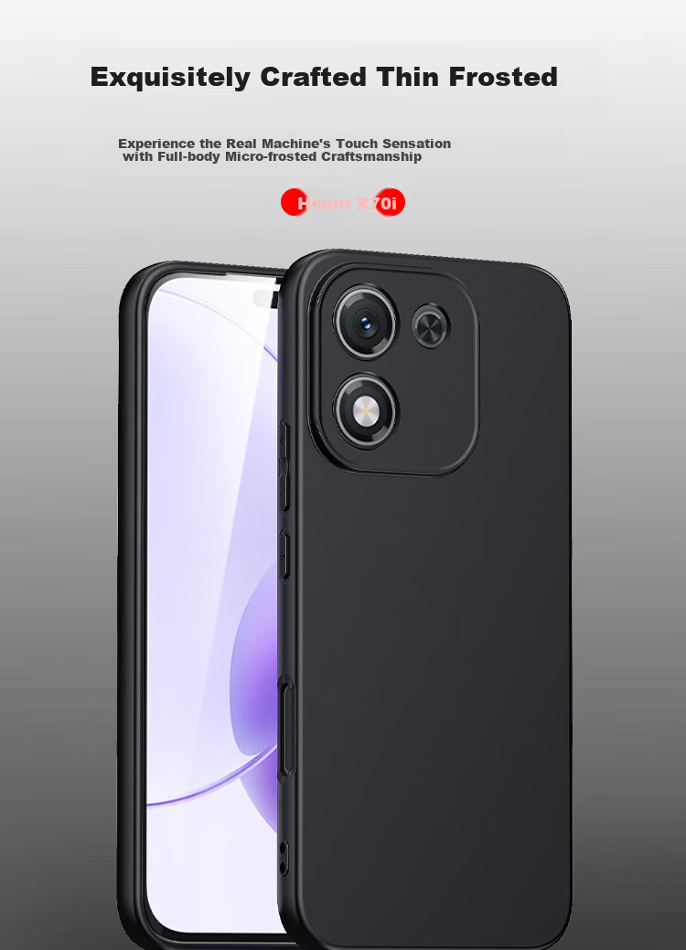 ESCASE Чехол-накладка для Honor X70i, ультратонкий, матовый, защита камеры, противоударный, черный