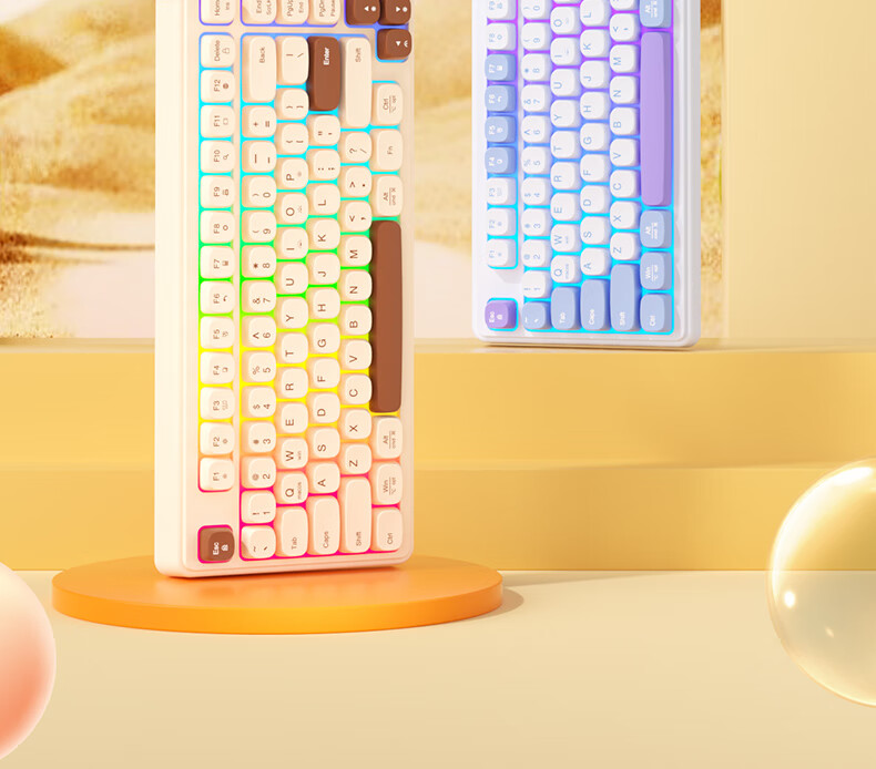 Механическая клавиатура BOW K520BU с подсветкой, проводная, для игр и офиса, молочно-кофейный цвет