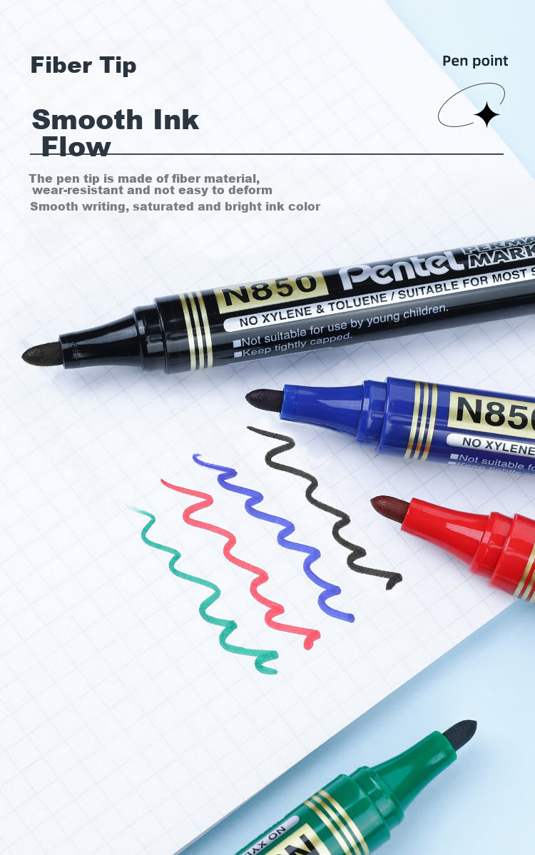 Маркер Pentel N850, на масляной основе, круглый наконечник, синий