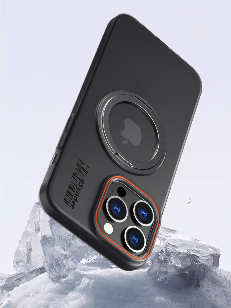 Чехол-накладка Baozou для Apple iPhone 15 Pro Max, черный, с магнитной подставкой