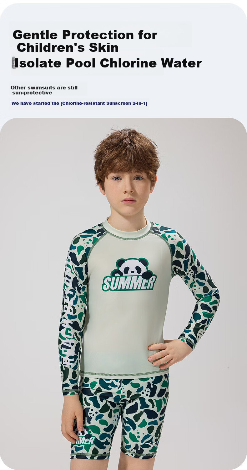 Детский купальный костюм MIZUNO для мальчиков, комплект из двух предметов, шорты до колена и топ с длинным рукавом, размер 150, зеленый