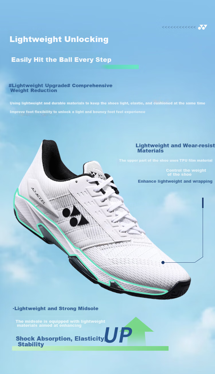 Кроссовки YONEX для тенниса, дышащие, с амортизацией, нескользящие, износостойкие, SHTAALGEX, белые, размер 37