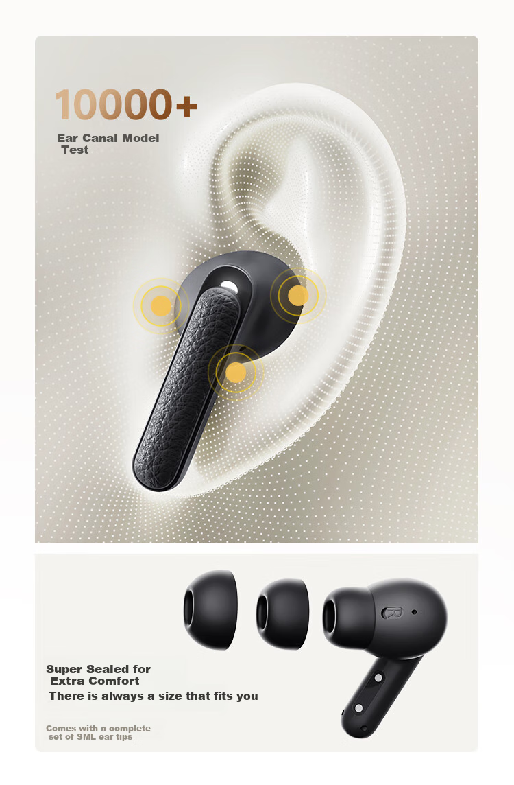 Беспроводные наушники QCY Buds ANC с активным шумоподавлением, True Wireless Bluetooth, 45 дБ, защита от шума при звонках, низкая задержка для игр, спортивные, совместимы со всеми смартфонами, цвет "Каменный Серый"