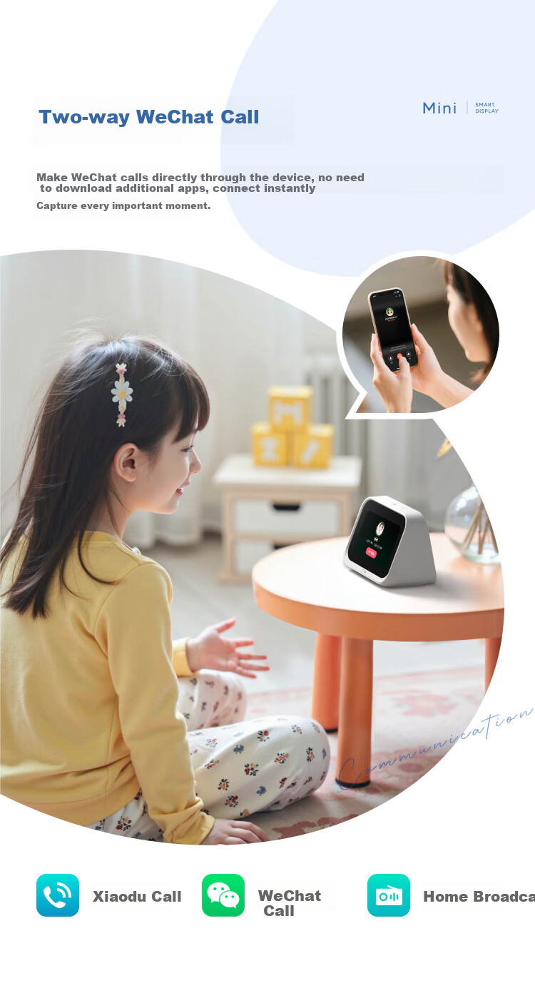 Умный экран Xiaodu Mini, мини-колонка с голосовым управлением, поддержка звонков, Wi-Fi, Bluetooth, 3.97-дюймовый экран, пластик, черный