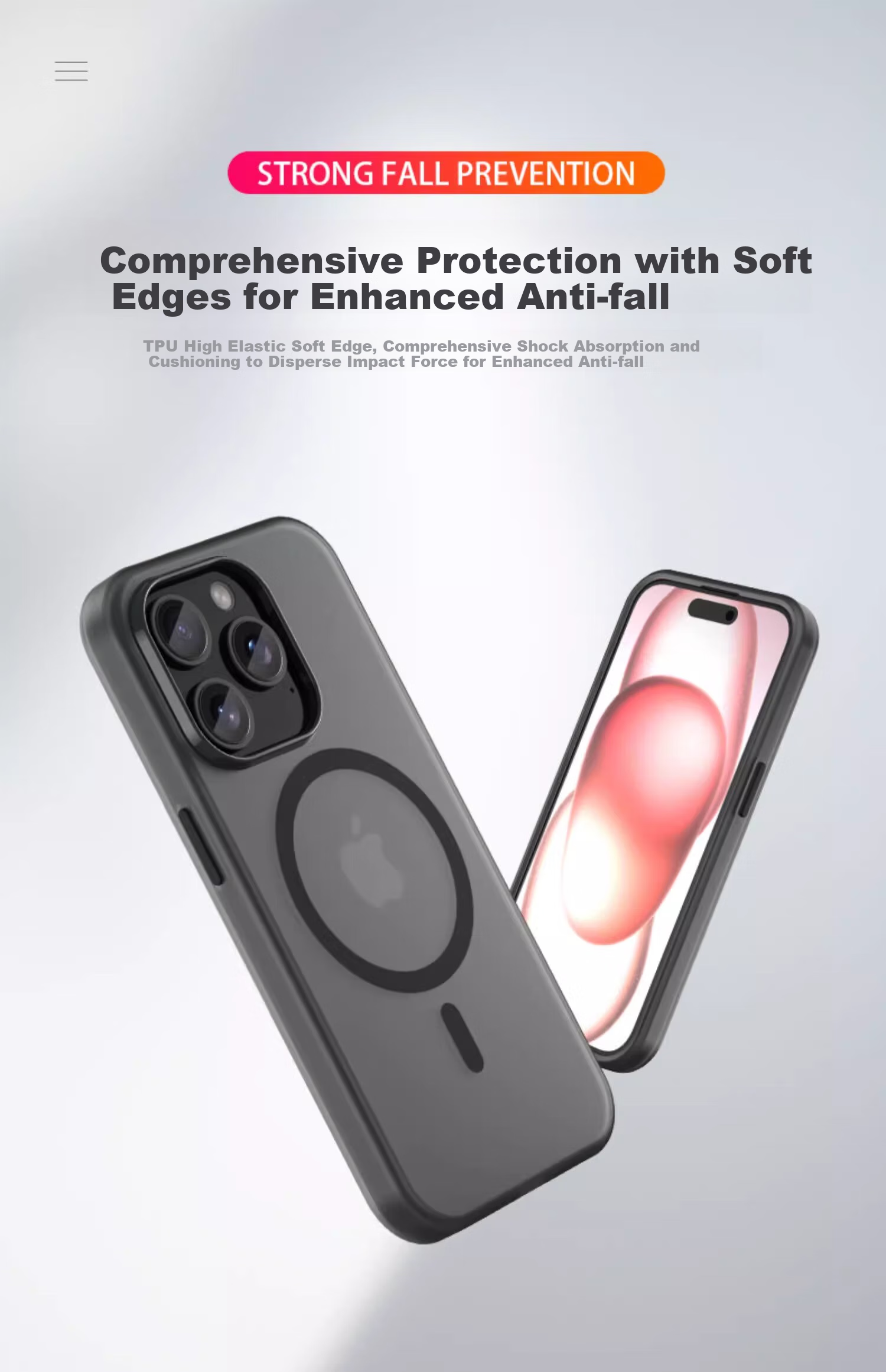 ZHIWEISHI Чехол-накладка с MagSafe для Apple iPhone 16 Pro Max, противоударный, полупрозрачный, матовый, черный