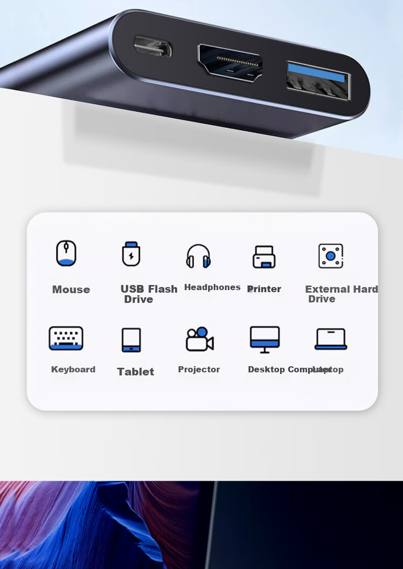 Док-станция Lenovo ThinkPad Type-C, конвертер HDMI, USB хаб, адаптер расширения для ноутбука, поддержка PD 100W, LC02