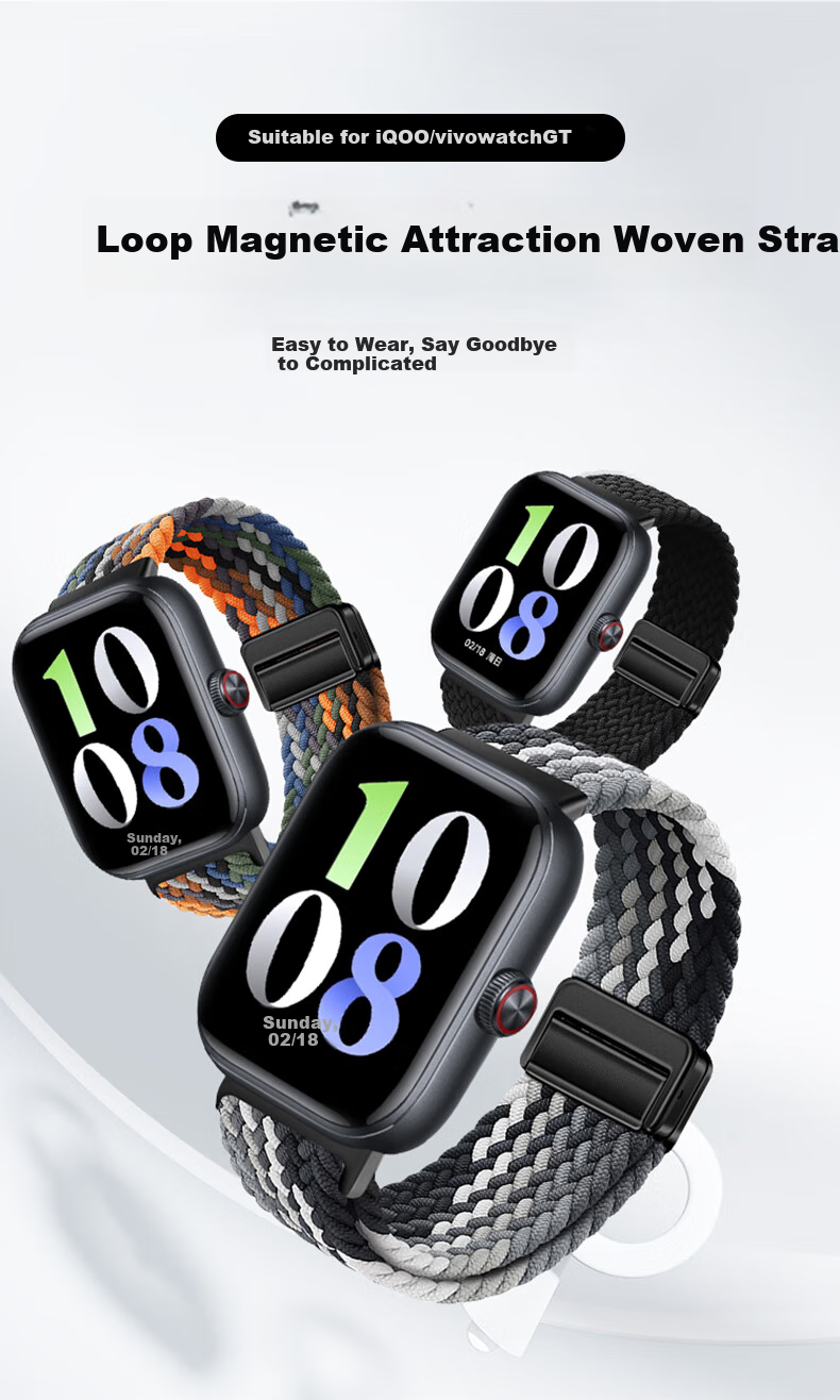 Ремешок Smorss Magnetic Woven Nylon для Vivo Watch GT, Iqoo Watch GT, унисекс, черный и шоколадный