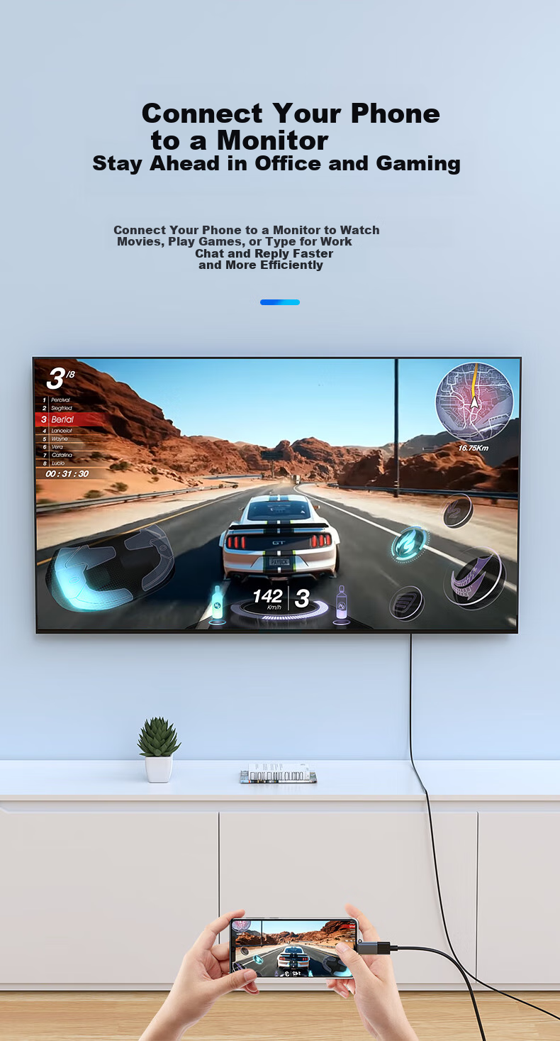 Кабель BIAZE USB 3.0 на HDMI, внешний видеоадаптер для ноутбука, компьютера, телевизора, проектора, 1 метр