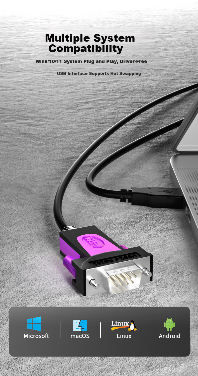 Z-TEK USB to RS232 Serial Cable, DB9 Male Connector, RS232 to USB Converter, Computer COM Port Adapter Cable, ZE793-018