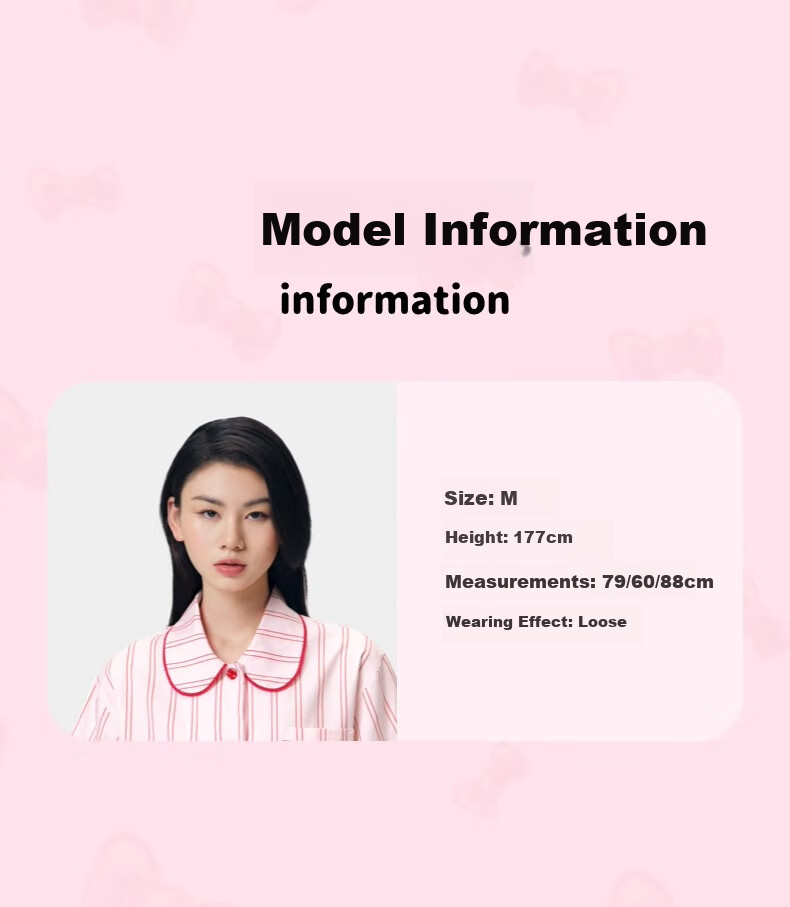 Пижама Sanrio Hello Kitty Tencel Cotton, женская, с длинными рукавами и брюками, розовые полоски, размер M
