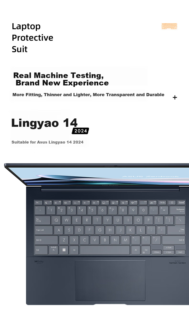 Защитная пленка для клавиатуры Jiasu для ASUS Lingyao 14 2024 (UX3405MA), 14-дюймовый ноутбук, прозрачная, невидимая