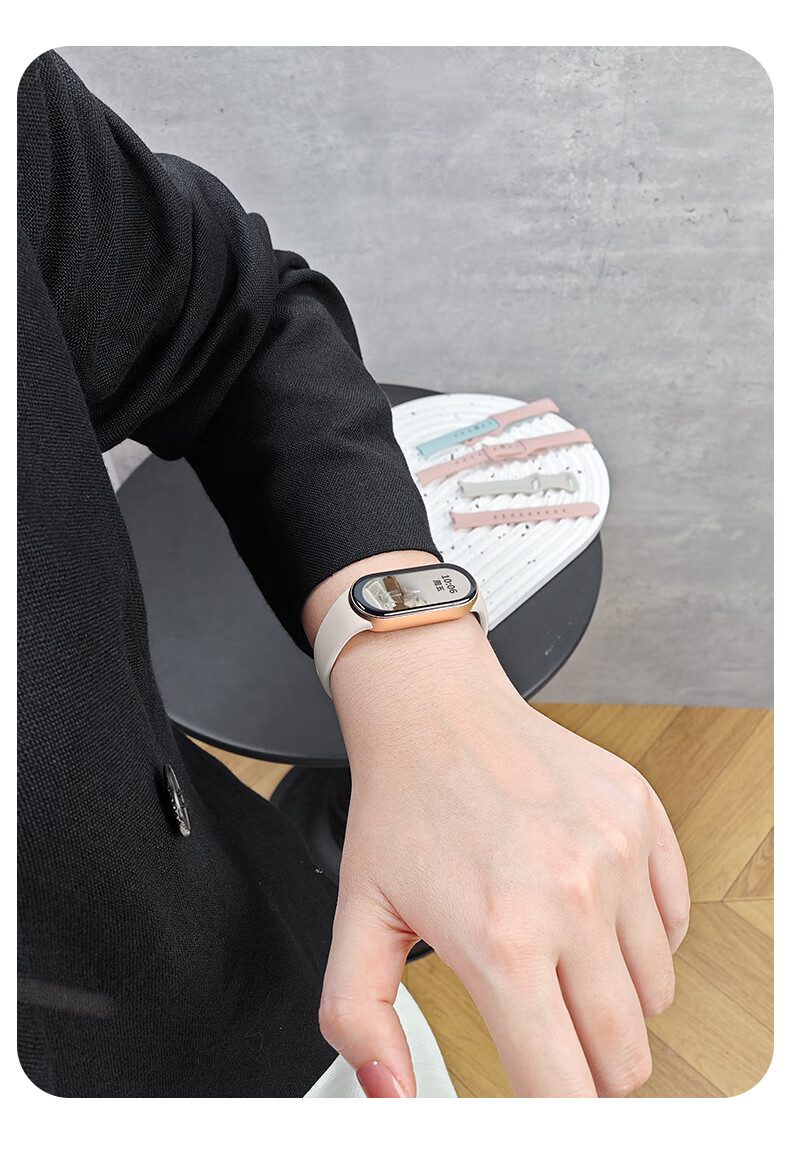 Ремешок Iboann для Xiaomi Band 9/8, керамическая версия, силиконовый, черный