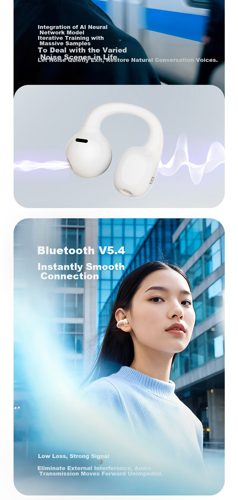 Наушники EDIFIER Comfo Clip QQ, беспроводные, с зажимом на ухо, с функцией перевода, Bluetooth 5.4, серые