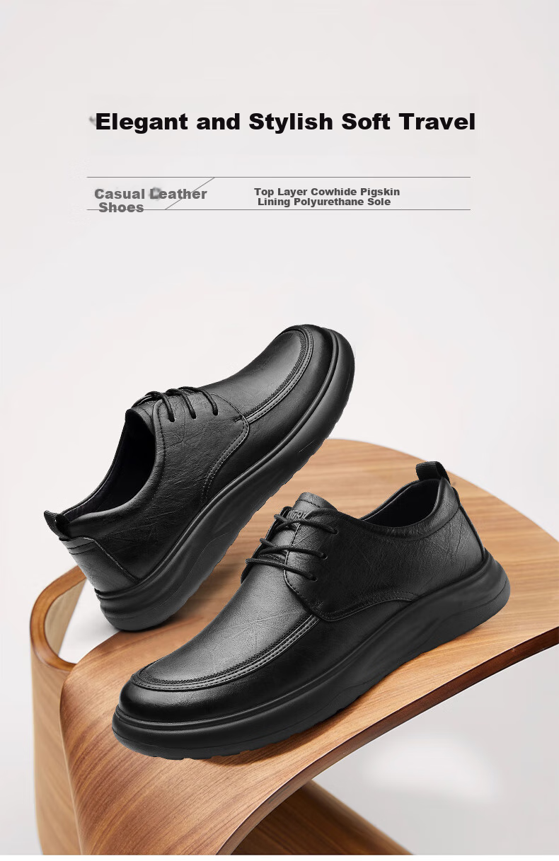 Мужские туфли Qiangren Business Casual, натуральная овчина, широкий носок, рабочие кожаные туфли, комфортная посадка, JDA87557, черные, размер 44
