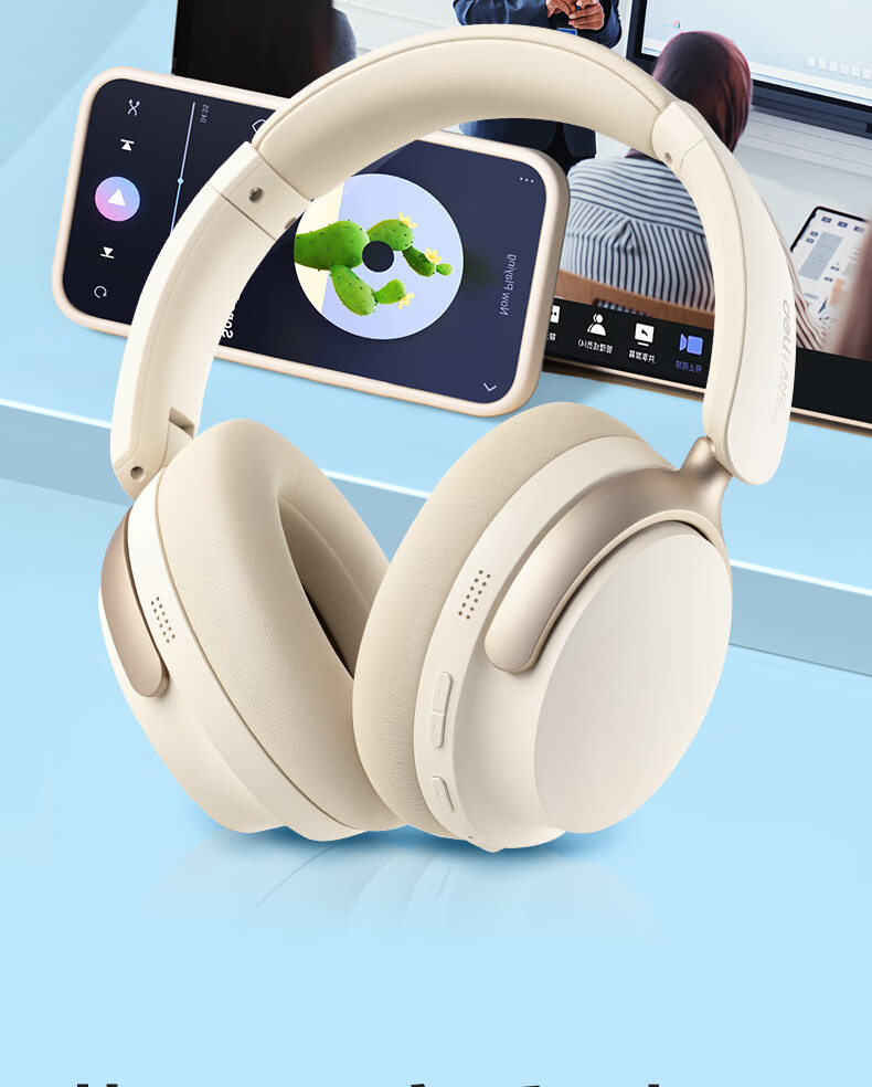 Беспроводные наушники Deli с шумоподавлением, Bluetooth 5.4, с микрофоном, белые
