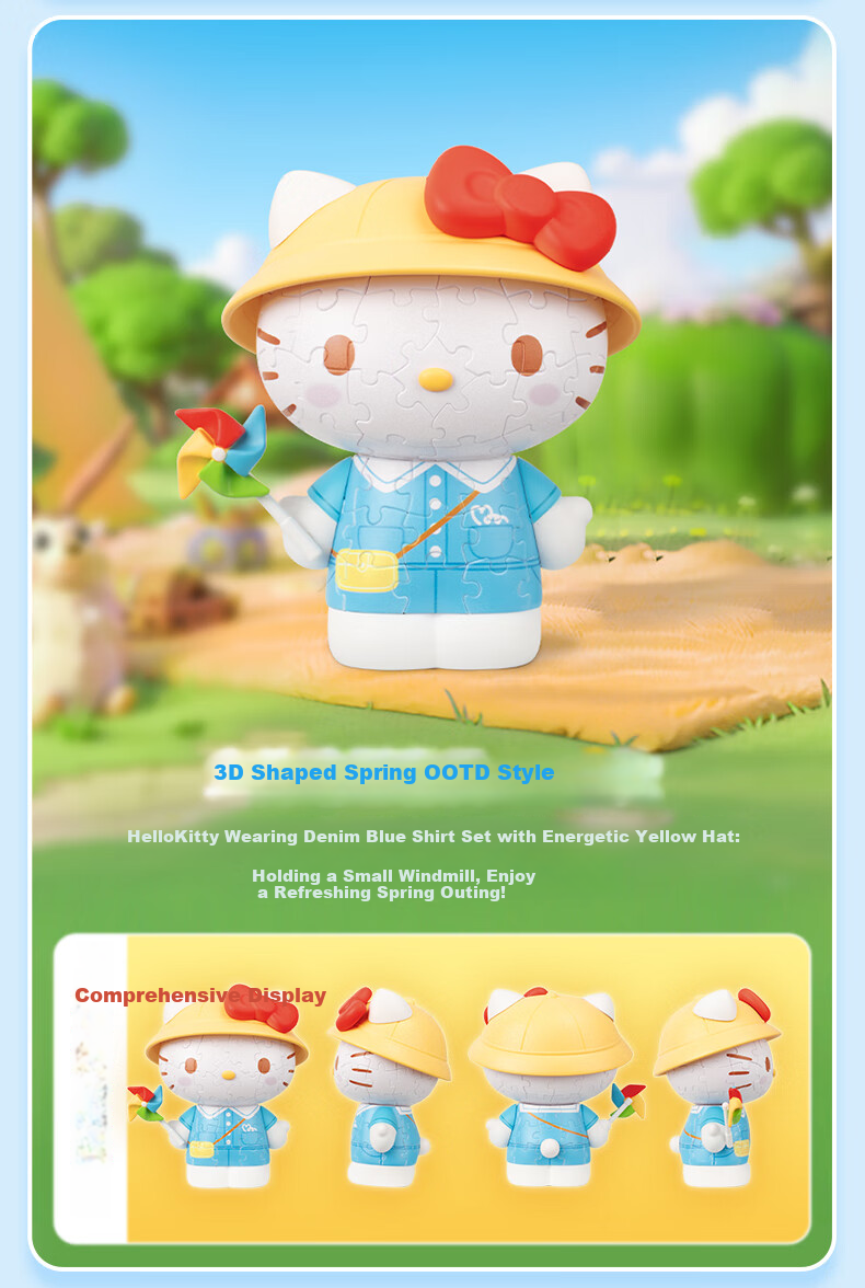 3D-JP Sanrio Hello Kitty Trendy Figurine, 3D Puzzle, Home Decoration, Birthday Gift for Women, Wealth Attraction