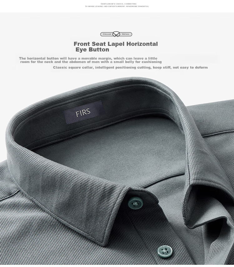 Мужская рубашка FIRS с длинным рукавом, вельветовая, утепленная, классическая, однотонная, для подростков и мужчин среднего возраста, коричневая