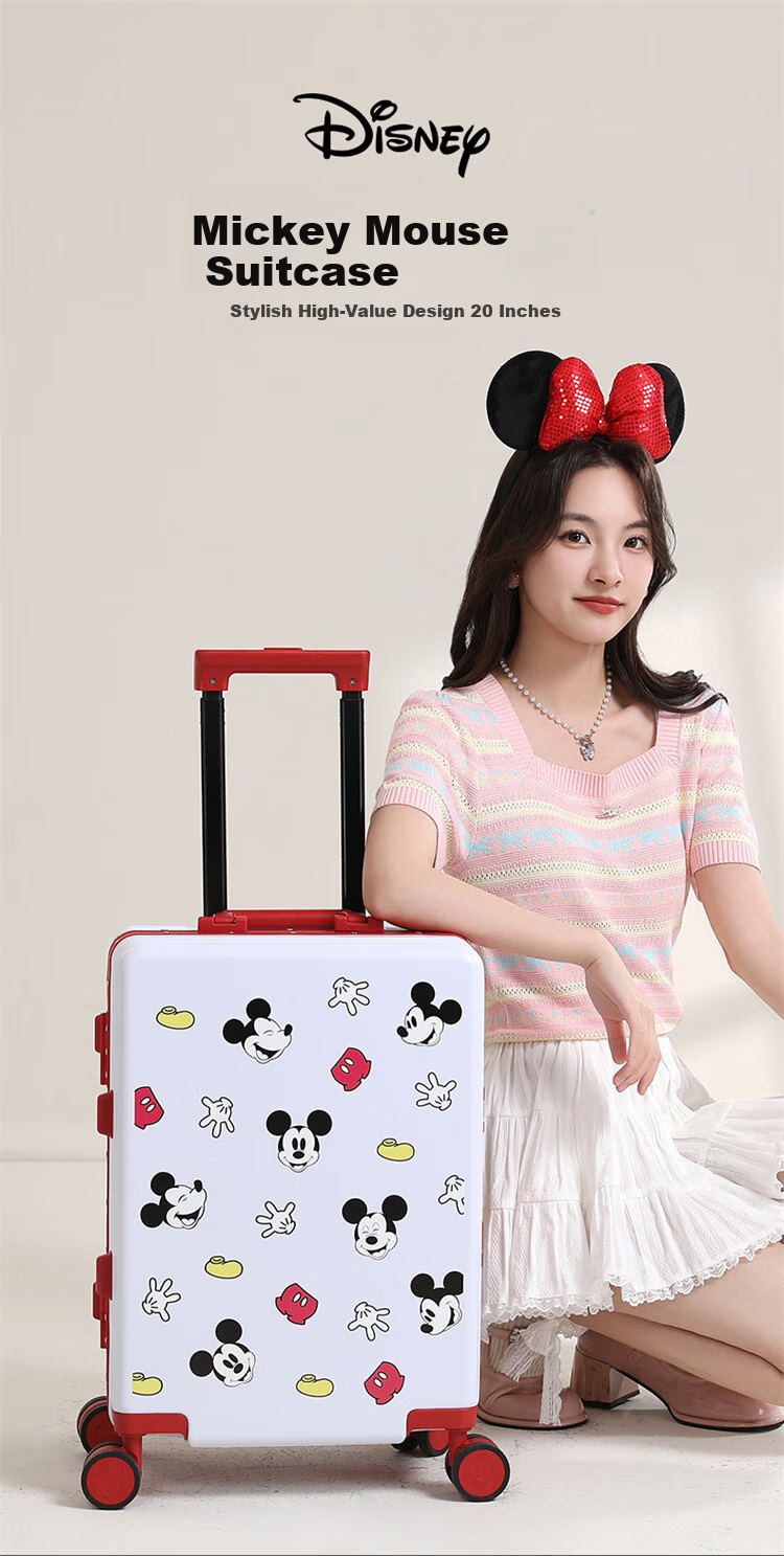 Чемодан Mesuca X Disney Mickey Luggage Print 20-дюймовый, с алюминиевой рамой, для ручной клади