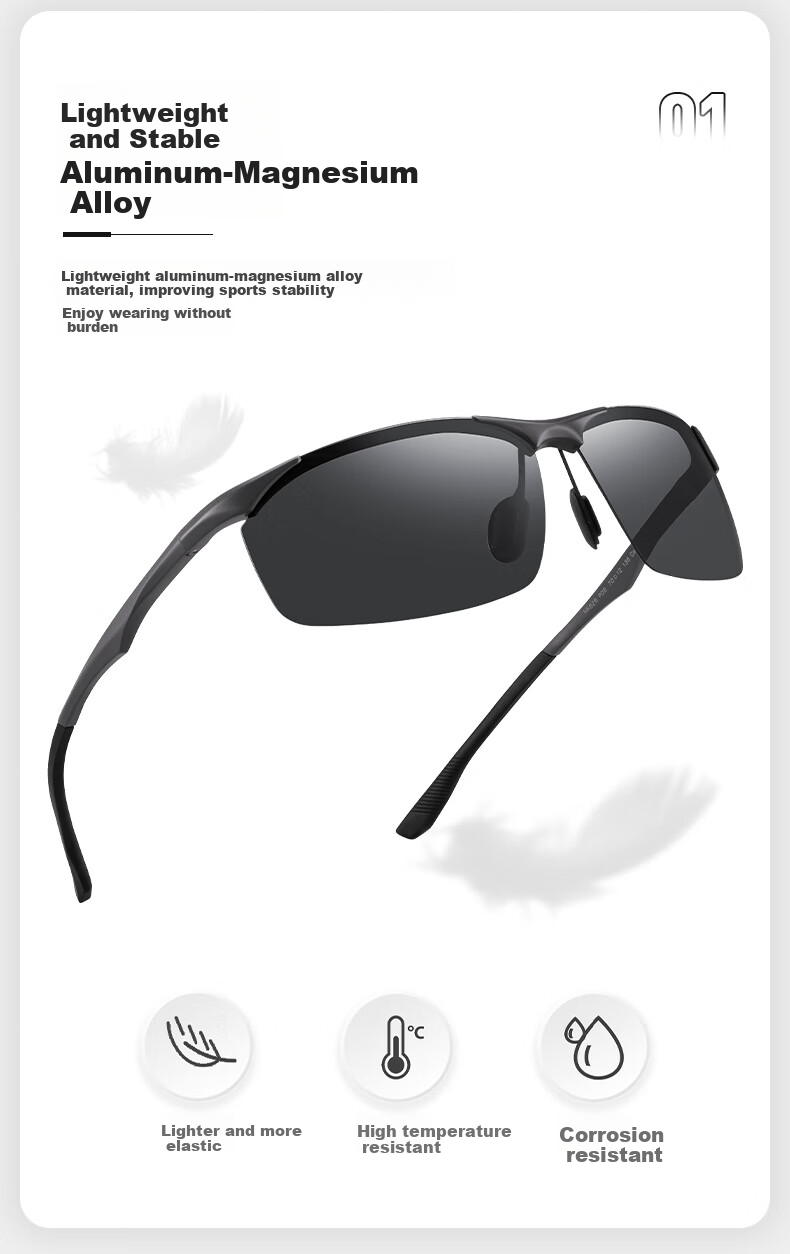 HELEN KELLER Polarized Sunglasses for Men, Driving Glasses, Aluminum-Magnesium Sports Sunglasses, Cycling Goggles HK626P06