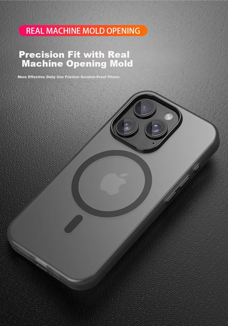 ZHIWEISHI Чехол-накладка с MagSafe для Apple iPhone 16 Pro Max, противоударный, полупрозрачный, матовый, черный