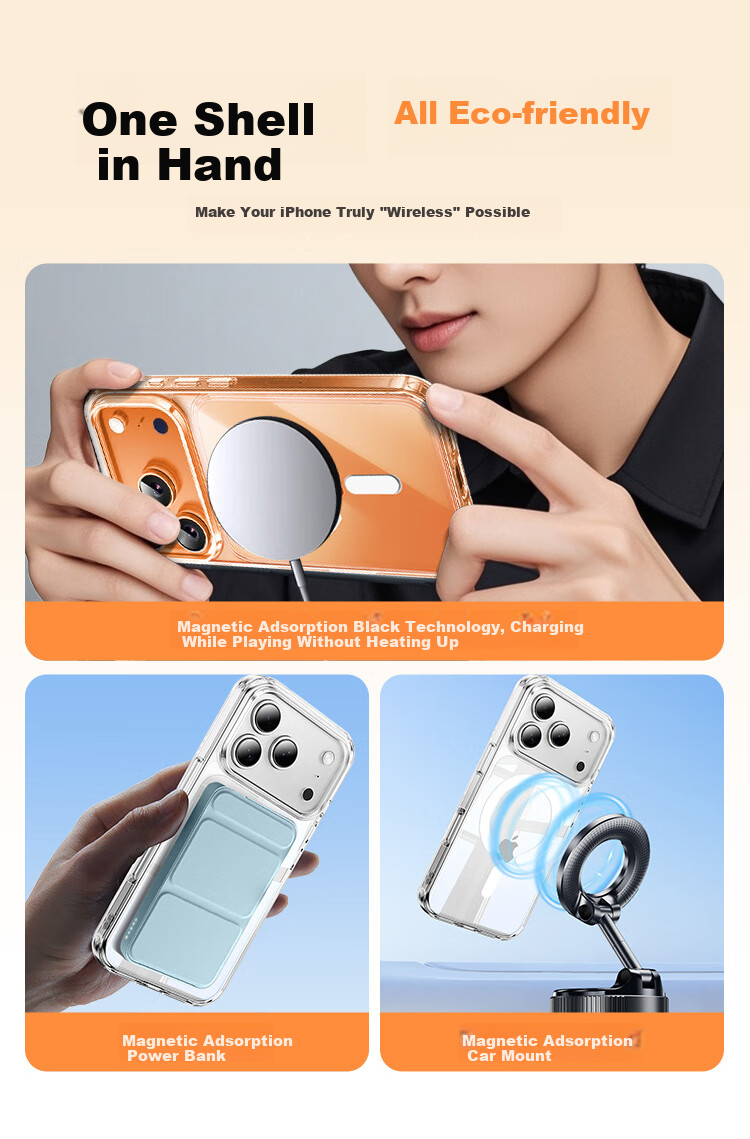 Чехол для iPhone 17 Pro KOOLIFE, защитный, с поддержкой MagSafe, ультратонкий, прозрачный